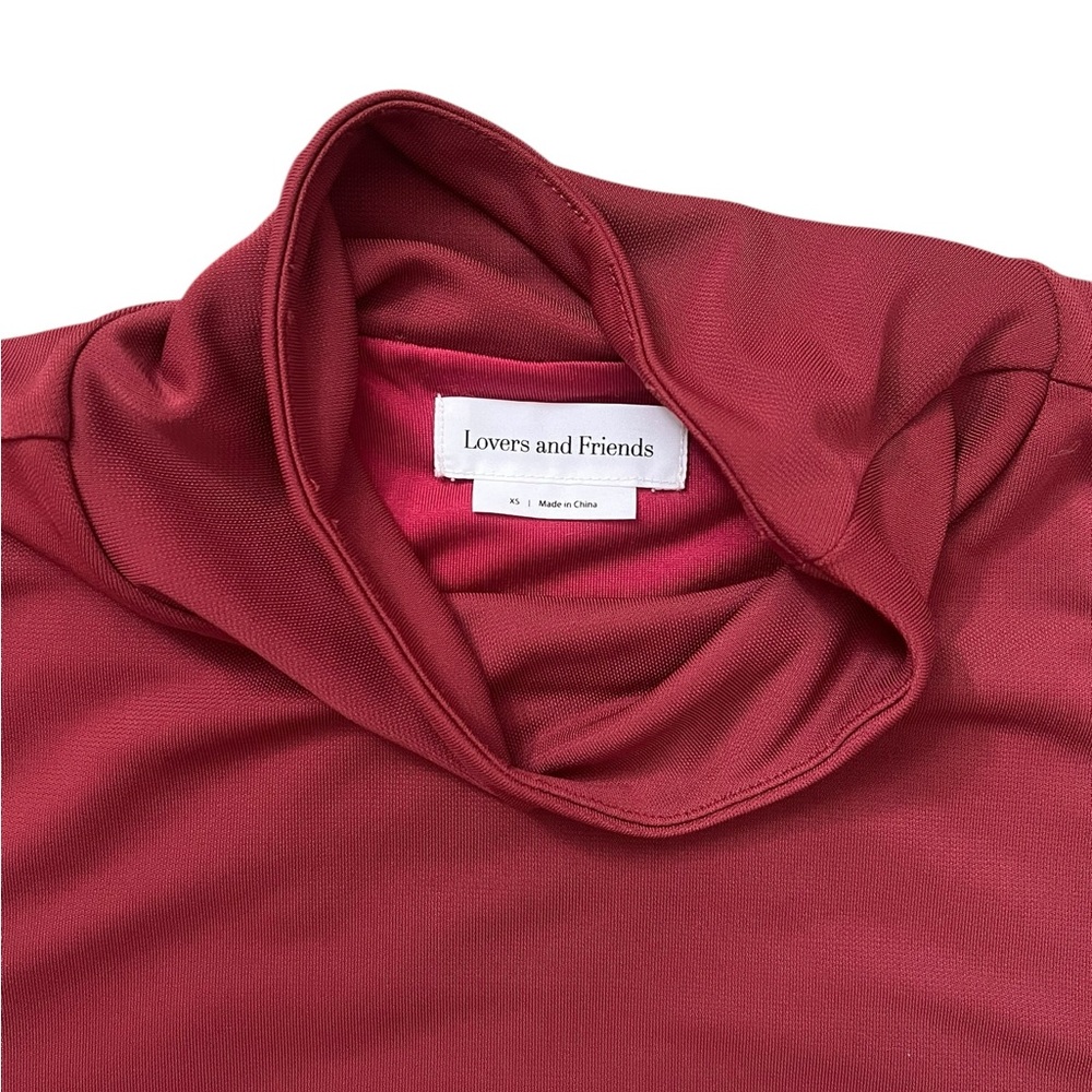 Lovers and Friends red dress Hip Tie Turtleneck Dress in Deep Red - Picture 4 of 7